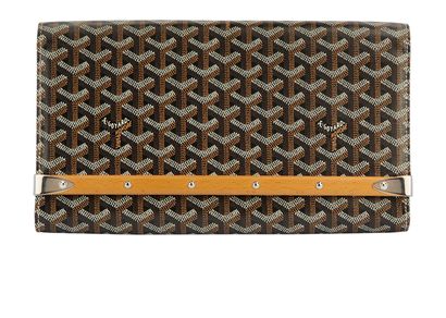 Monte-Carlo Bois Clutch, &pound;1,600, Handbags, Black/Brown, Coated Canvas/Leather, Front view